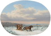 Cornelius Krieghoff Crossing the Ice at Quebec' France oil painting artist